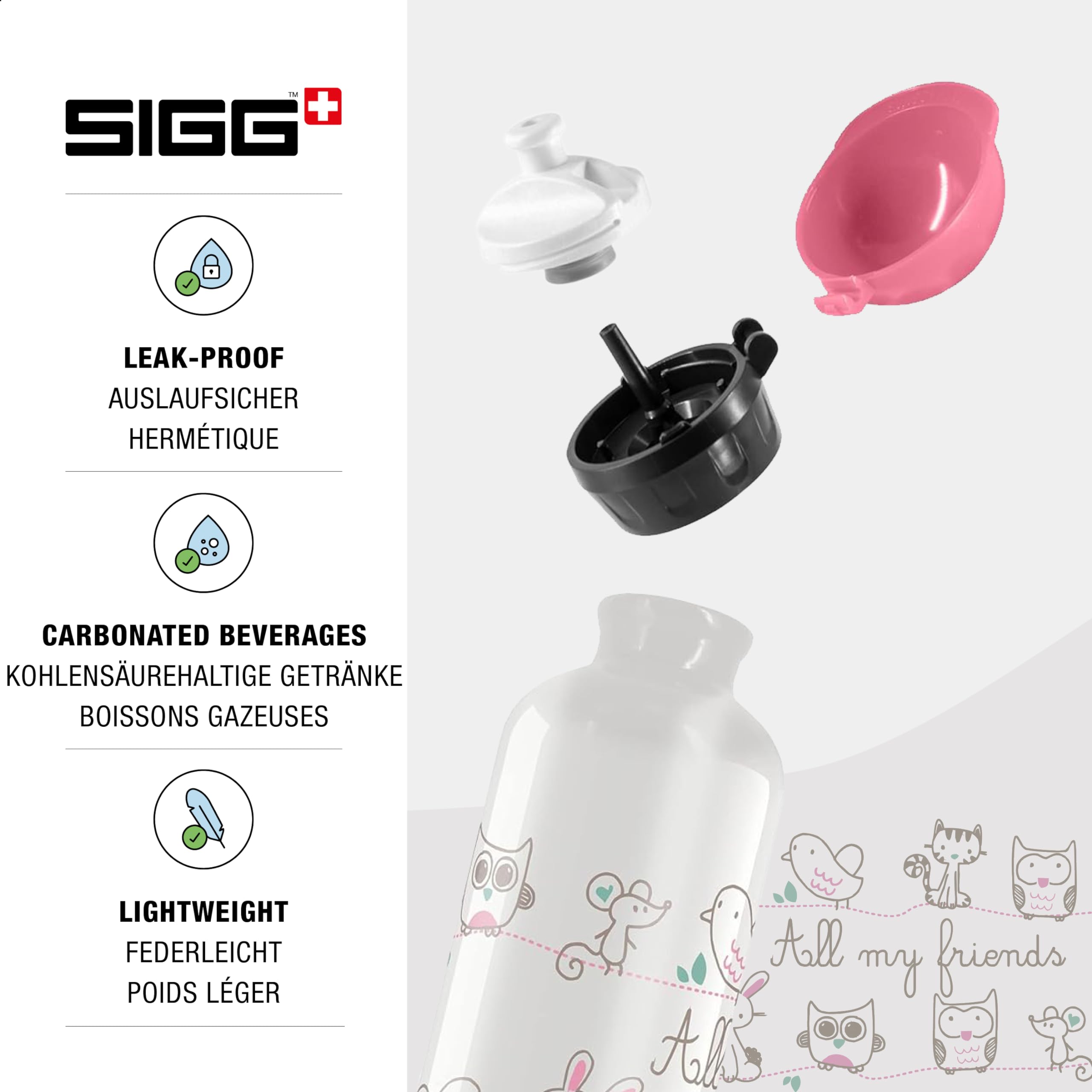 SIGG - Kids Water Bottle - All My Friends - Leakproof - Lightweight - BPA Free - Aluminum - 13 Oz